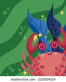 crab coral sea life, vector design