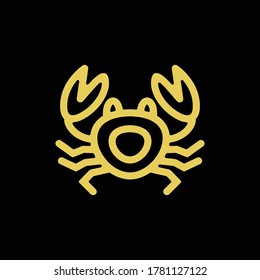 Crab is created in the style of Line Art in yellow gold