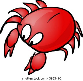Crab Cute friendly cartoon marine creature hand-drawn illustration