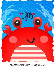 crab cute in ocean background.