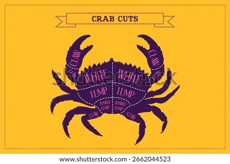 Crab Cutting Guide with Orange Background in vector format