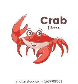 Crab design, vector illustration in cartoon style, cute mascot