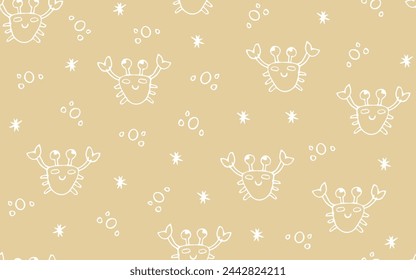 crab. doodle. a hand-drawn crab. the texture. the pattern. seamless pattern. a pattern for textiles. packaging, gift wrappers. vector. lines.