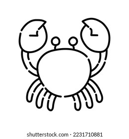 Crab doodle icon. Hand drawn black sketch. Vector Illustration.