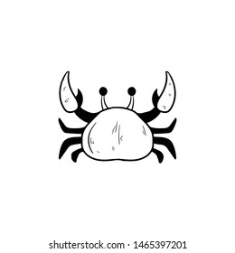 crab doodle icon vector hand drawing 