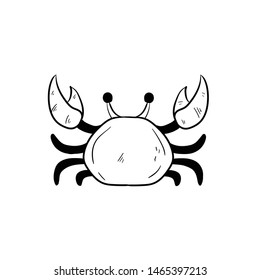 crab doodle icon vector hand drawing 