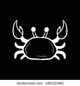 crab doodle icon vector hand drawing flat black
