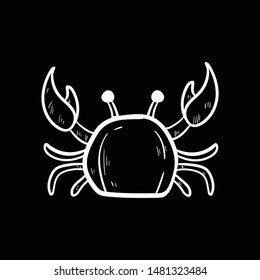 crab doodle icon vector hand drawing flat black