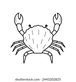 Crab doodle style icon. Vector illustration of river and marine life. Isolated on white delicacies seafood.