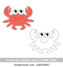 Crab. Dot to dot educational game for kids, trace only of one line.