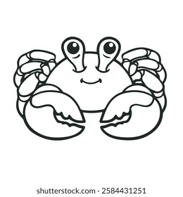 crab drawing with line art. Simple design. You can give color you want. Vector illustration