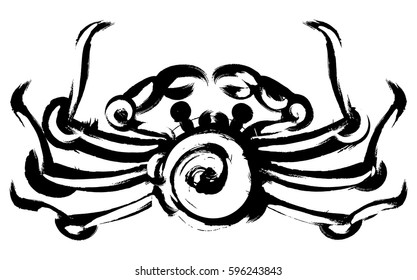 crab drawn blots, symbolizes the zodiac sign cancer