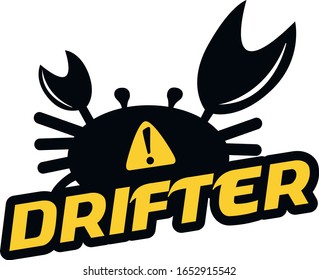 Crab Drifter Logo Sticker Design