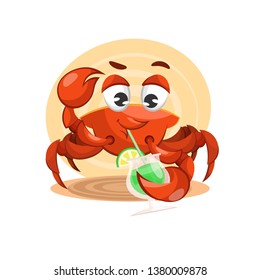 Crab drinking cocktail	