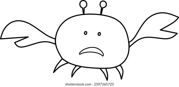 crab emoticon vector illustration with outline style