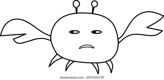 crab emoticon vector illustration with outline style