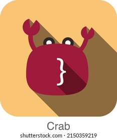 Crab Face Flat Icon Design. Animal Icons Series.