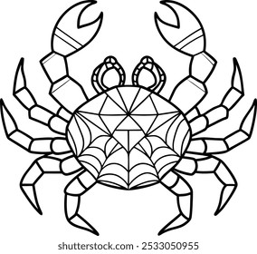 Crab Face with Geometric Mandala Pattern on the Shell | Ocean-Inspired Mandala Art

