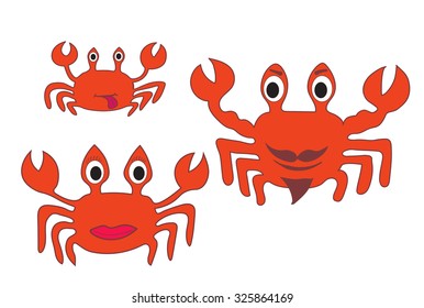 Crab family. Father, mother and cub