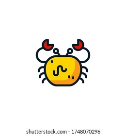 Crab filled outline icons. Vector illustration. Editable stroke. Isolated icon suitable for web, infographics, interface and apps.