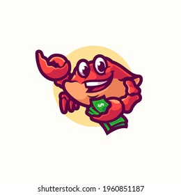 Crab financial mascot logo design