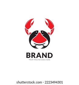 crab and fish food logo design vector template.