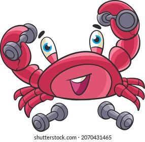 Crab fitness mascot cartoon vector