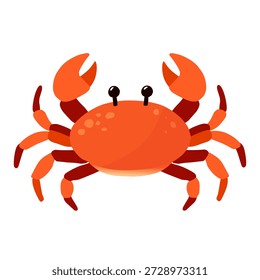 Cangrejo en estilo plano de dibujos animados para el tema de la vida silvestre del océano. Ideal para contenido infantil, educación marina, pegatinas, carteles y gráficos de playa.