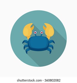 Crab flat  icon with long shadow,circle,eps10,interface,button