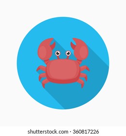 Crab flat  icon with long shadow,circle,eps10,interface,button