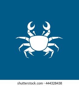Crab Flat Icon On Blue Background