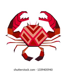 crab flat illustration isolated on white. Marine and underwater life series