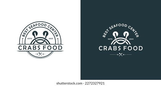 Crab food logo design with creative concept idea