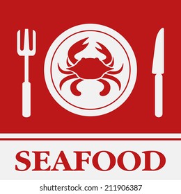 Crab, Fork and Knife icon, restaurant sign