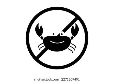 Crab free icon. icon related to food allergen. Solid icon style. Simple vector design editable