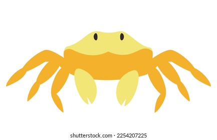 Crab front view. Sea inhabitant in flat style.