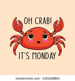 Crab Funny Character, Vector illustration.