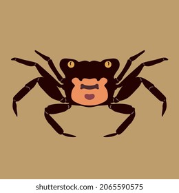 Crab Geosesarma Tiomanicum. Vampire crab. Isolated vector animal illustration. 