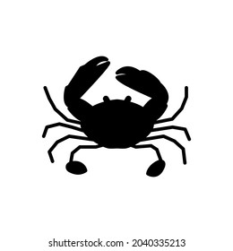 Crab glyph icon. Maldives seafood. Marine life. CBlack filled symbol. Isolated vector stock illustration