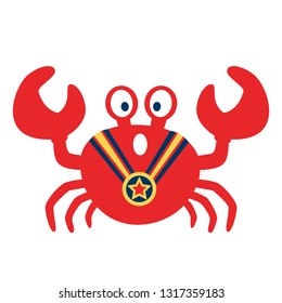 crab with gold medal