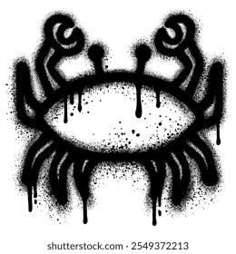Crab graffiti with black spray paint. vector illustration.