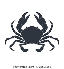 Crab graphic icon. Sea crab black sign isolated on white background. Vector illustration