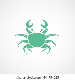 Crab Green Flat Icon On White Background