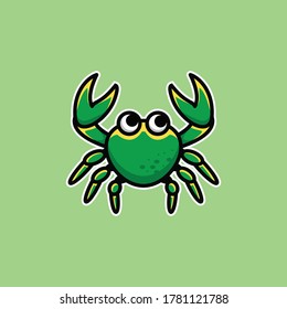 Crab Green logo is created in the minimal style of mascot cartoon