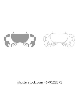 Crab grey set icon .