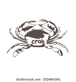 Crab. Hand draw sketch for adult coloring book page, T-shirt emblem and logo