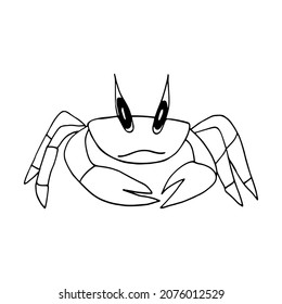 crab hand drawn doodle. vector, minimalism, scandinavian, monochrome, nordic marine life claws sticker icon