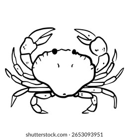 Crab Hand drawn line art sketch doodle fisherman aesthetic coastal nautical illustration 