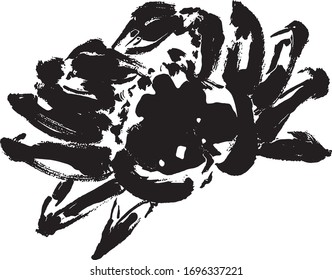 crab hand drawn Monochromatic illustration