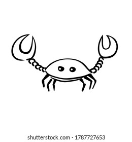 crab in hand drawn style in black and white color. vector